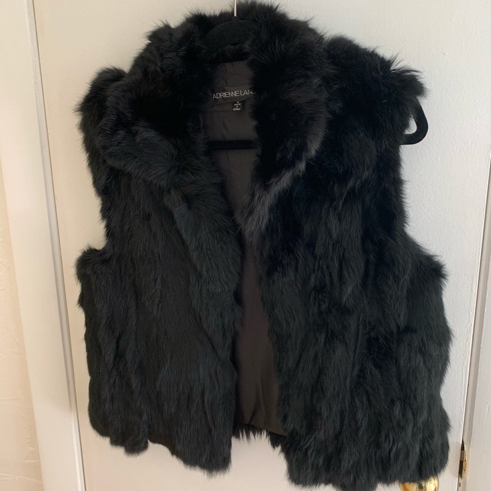 Adrienne Landau Black Rabbit Fur Vest